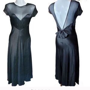 Elegant True Vintage Black Silk Slip Dress small sexy stunning